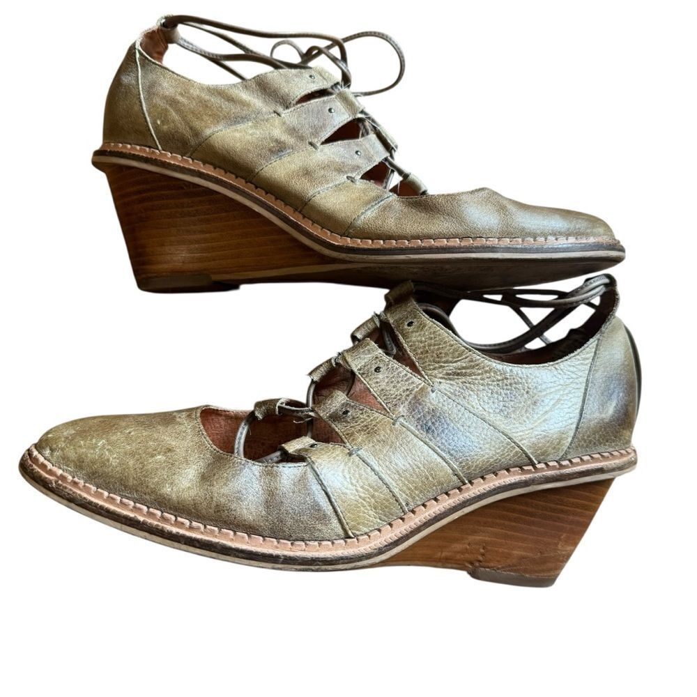 Schuler & Sons Anthropologie wedge oxford Leather lace shoes